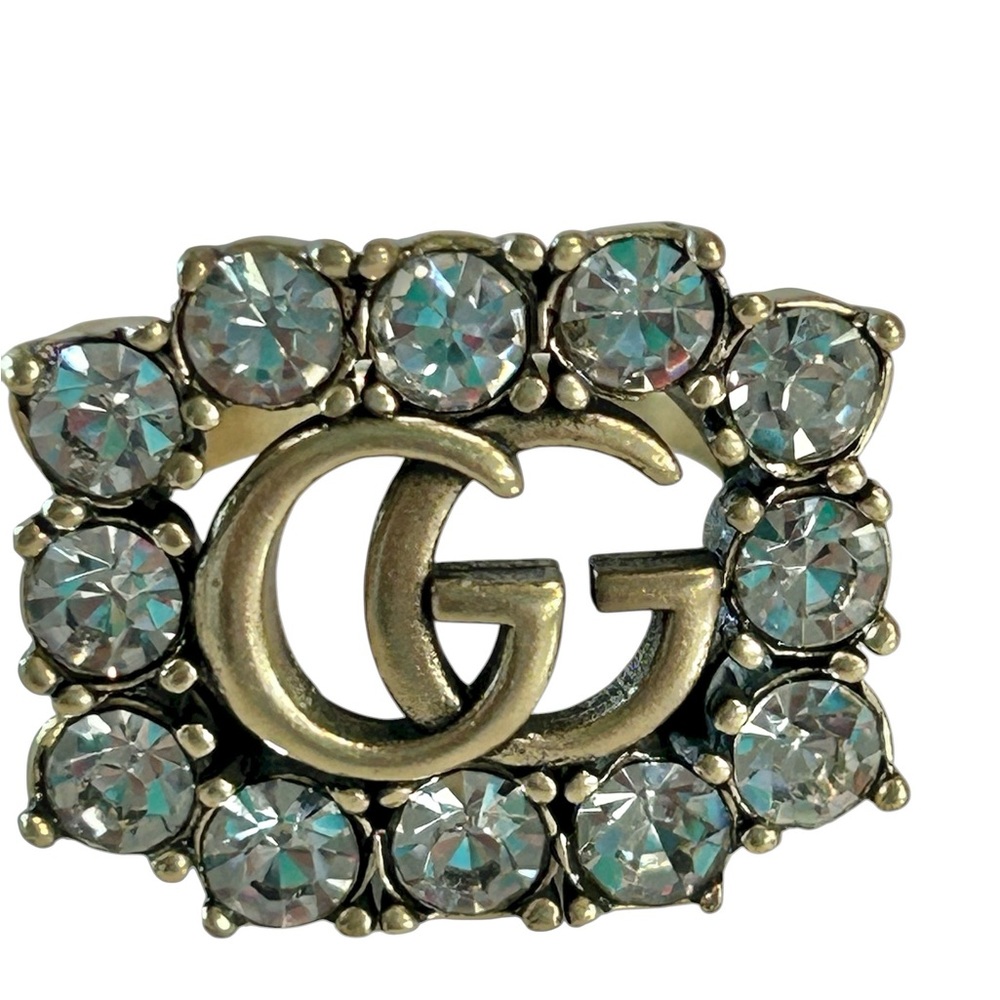 Gucci Gold Tone Metal Rhinestone Ring - Picture 2 of 8